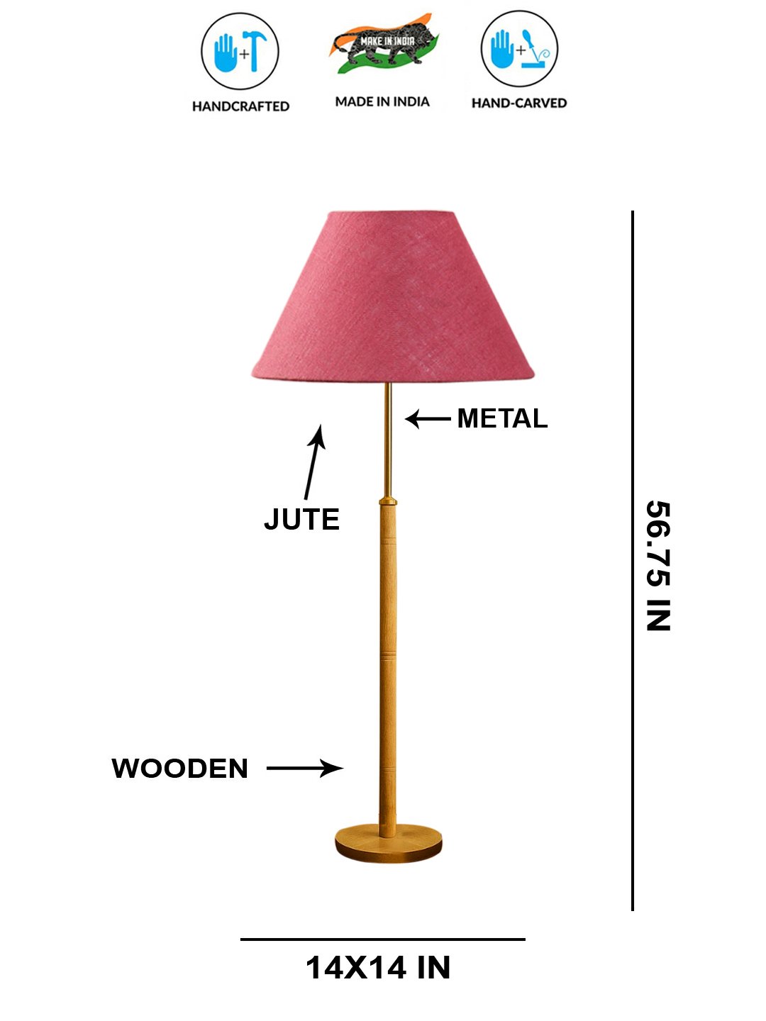 Ambika Home Pink Shade Premium Floor Lamp for Living Room, Bedroom & Hallway | Decorative Standing Light | E27 Holder Included Bulb - Image 5