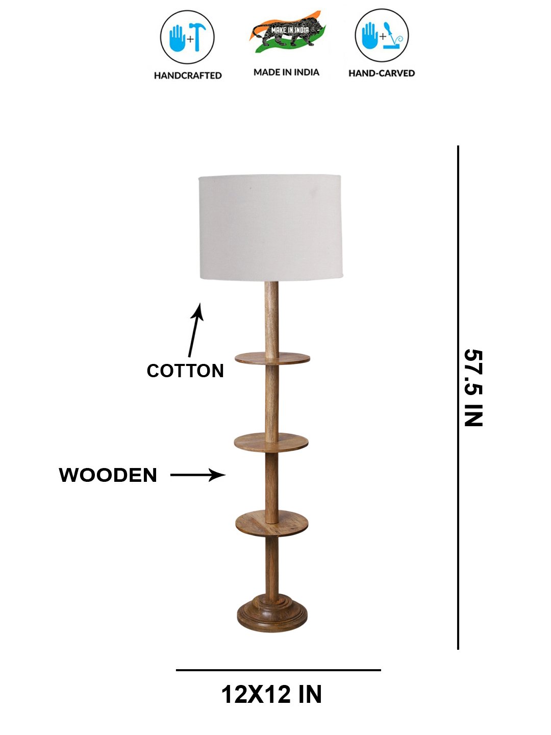 Ambika Home Grey Shade Premium Floor Lamp for Living Room, Bedroom & Hallway | Decorative Standing Light | E27 Holder Included Bulb - Image 5