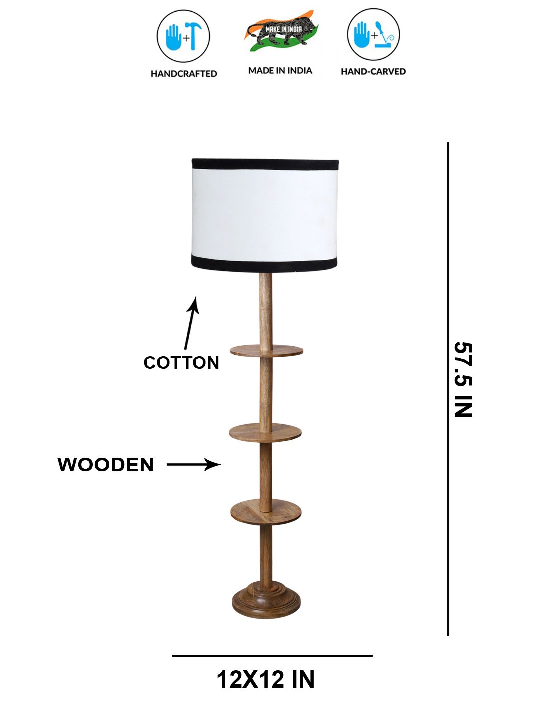 Ambika Home White Shade Premium Floor Lamp for Living Room, Bedroom & Hallway | Decorative Standing Light | E27 Holder Included Bulb - Image 5
