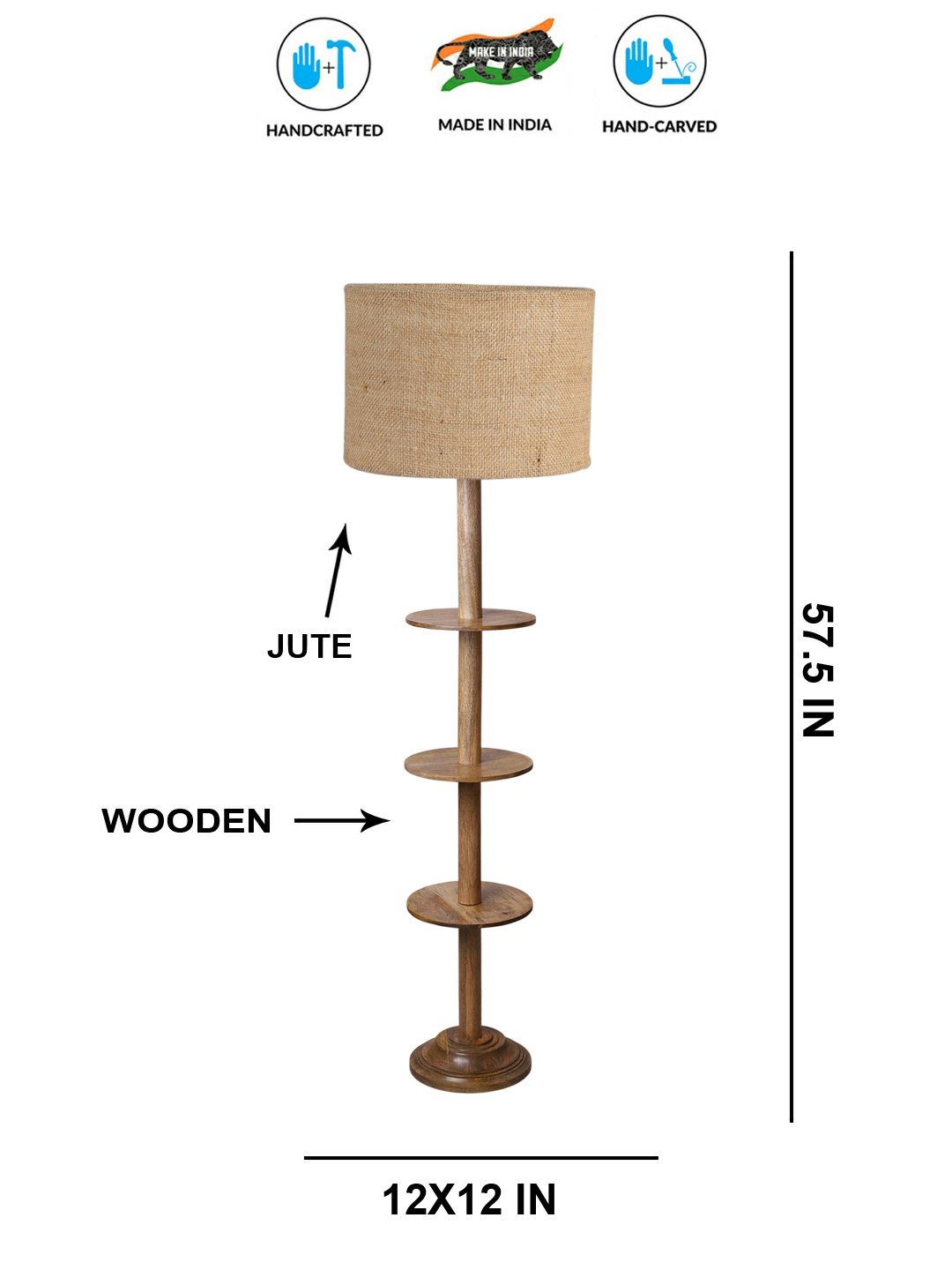 Ambika Home Beige Shade Premium Floor Lamp for Living Room, Bedroom & Hallway | Decorative Standing Light | E27 Holder Included Bulb - Image 5