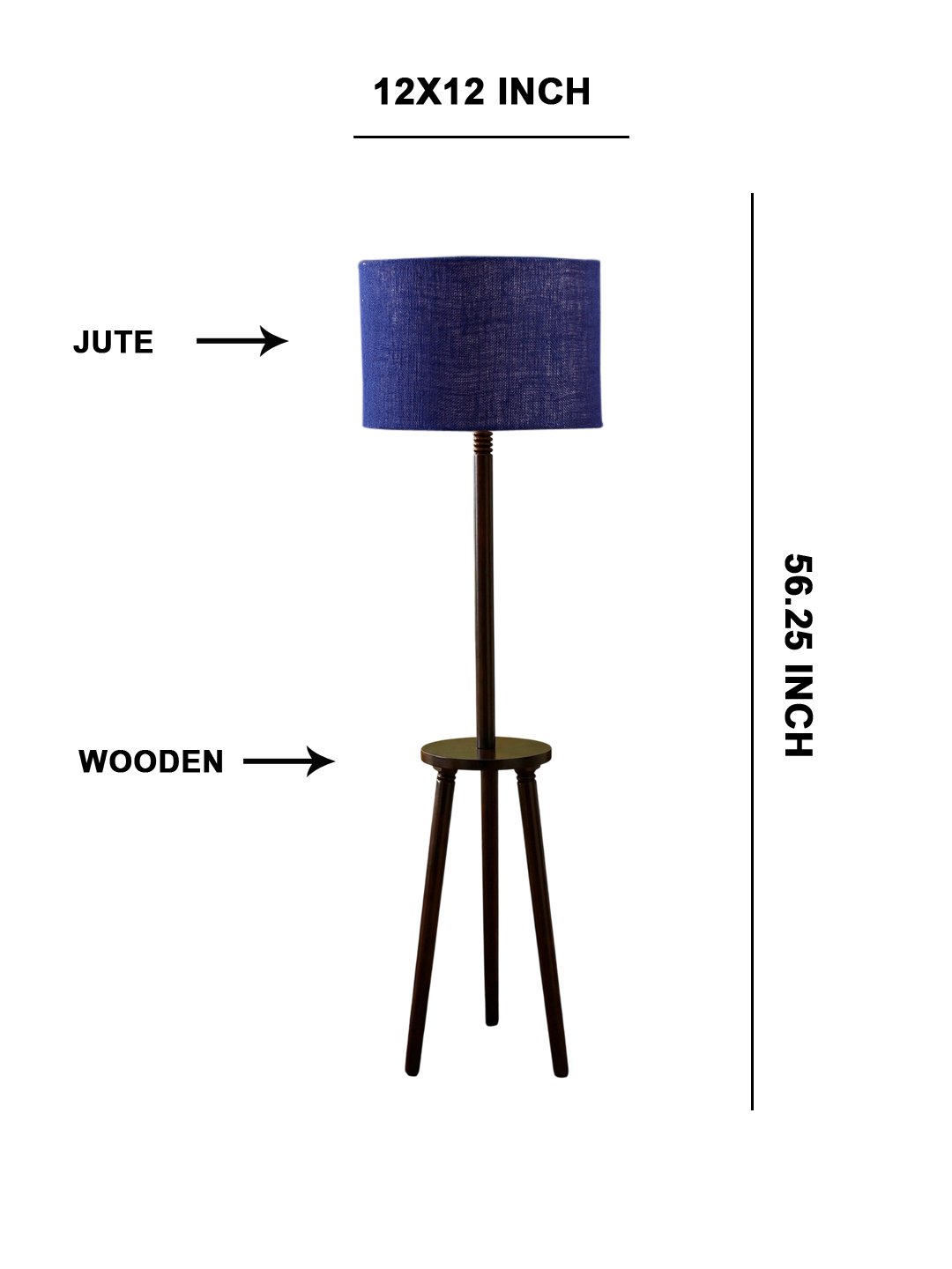 Premium Maroon Jute Shade Floor Lamp with Wooden Shelf Stand for Living Room, Bedroom & Reading Corner | Modern Decorative Standing Lamp | Solid Wood Base | Elegant Home Lighting - Image 5