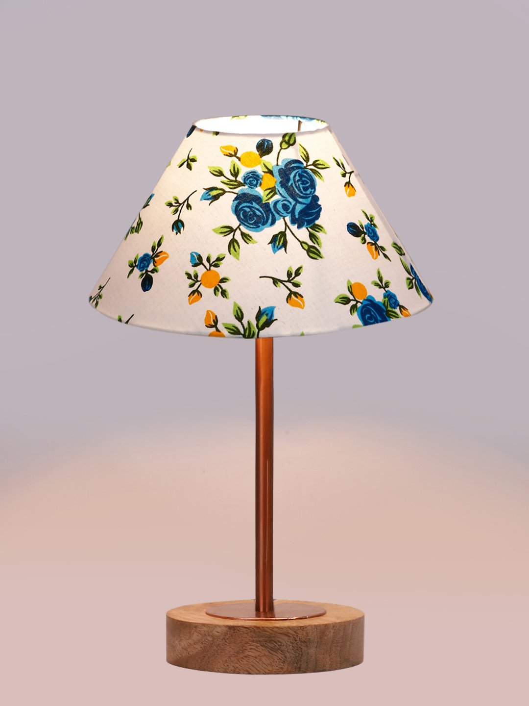 Ambika Home Luxury Premium Devansh Multicolor cotton table lamp with Natural Wood Base & Copper Pipe (10X16.25 inches)-38 Lamp with Multi Shade for Living Room, Bedroom & Hallway - Image 6