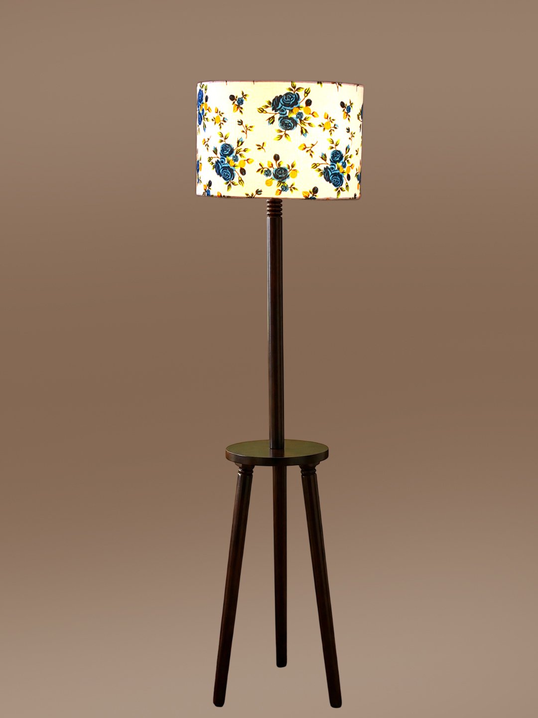 Premium Multi Cotton Shade Floor Lamp with Wooden Shelf Stand for Living Room, Bedroom & Reading Corner | Modern Decorative Standing Lamp | Solid Wood Base | Elegant Home Lighting - Image 6
