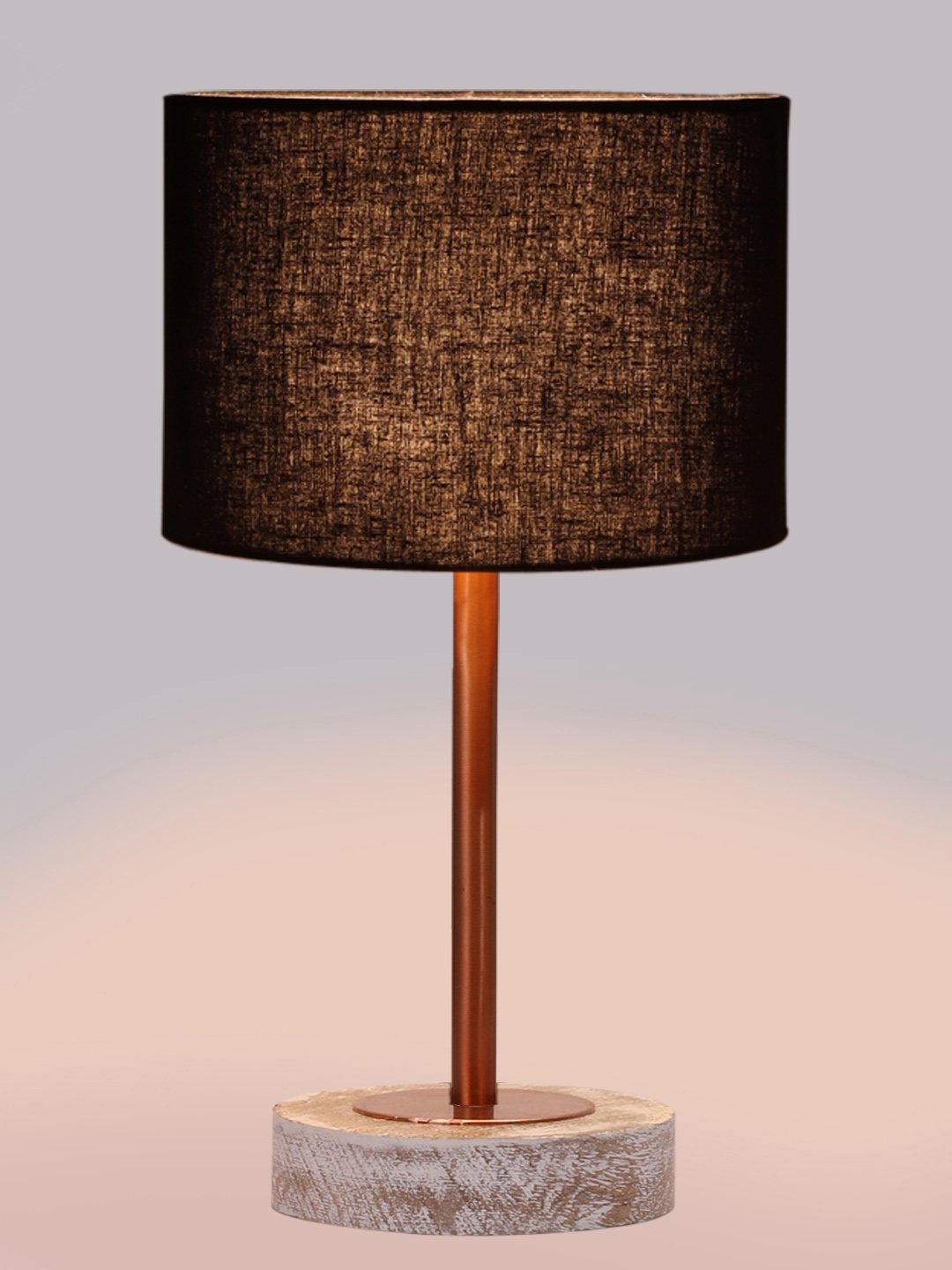 Ambika Home Luxury Premium Devansh Black Jute table lamp with Natural Wood Base & Steel Pipe (7X17 inches)-17 Lamp with Black Shade for Living Room, Bedroom & Hallway - Image 6