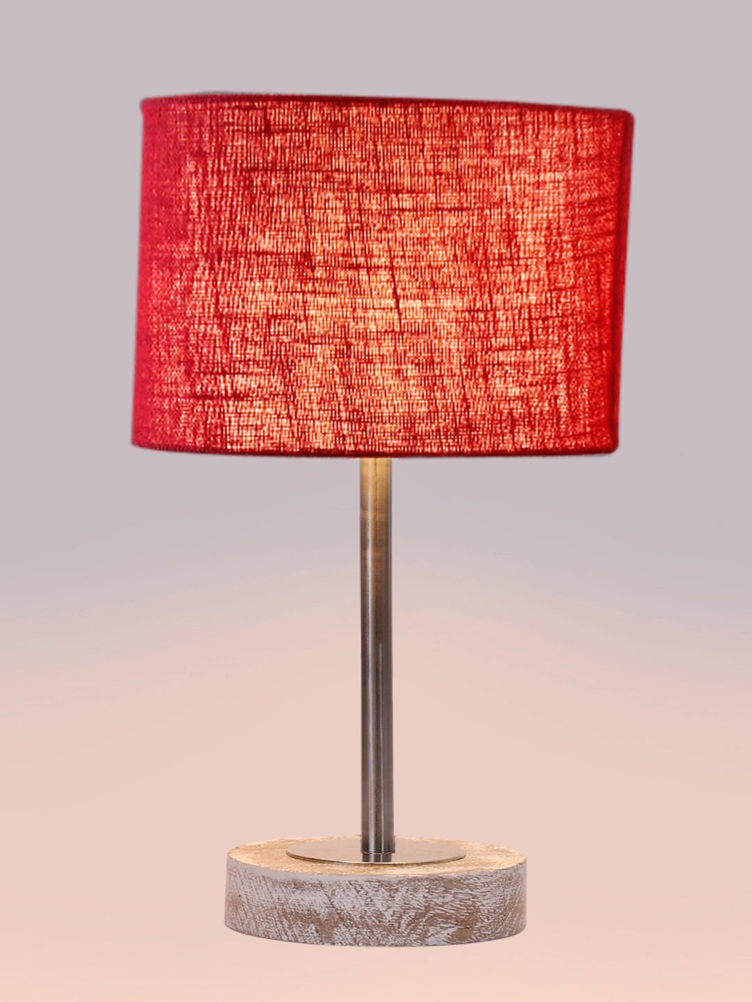 Ambika Home Luxury Premium Devansh Maroon Jute table lamp with g White Brushed Wood Base & Golden finish Metal -(7X17 inches)-12 Lamp with Maroon Shade for Living Room, Bedroom & Hallway - Image 6