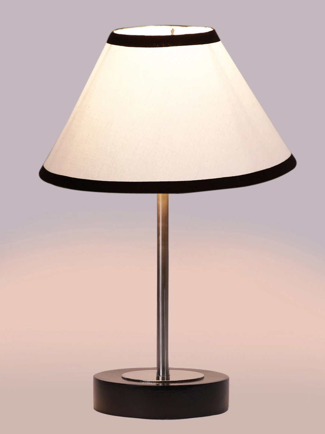 Ambika Home Luxury Premium Devansh Multicolor cotton table lamp with Black wood base & Steel Pipe (10X16.25 inches)-33 Lamp with Multicolor Shade for Living Room, Bedroom & Hallway - Image 6