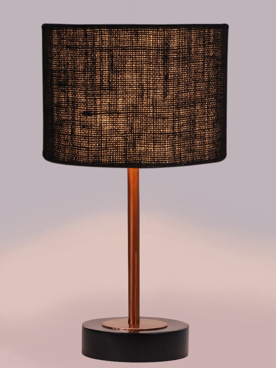 Ambika Home Luxury Premium Devansh Black Jute table lamp with Black wood base & Copper finish Metal (7X17 inches)-17 Lamp with Black Shade for Living Room, Bedroom & Hallway - Image 6
