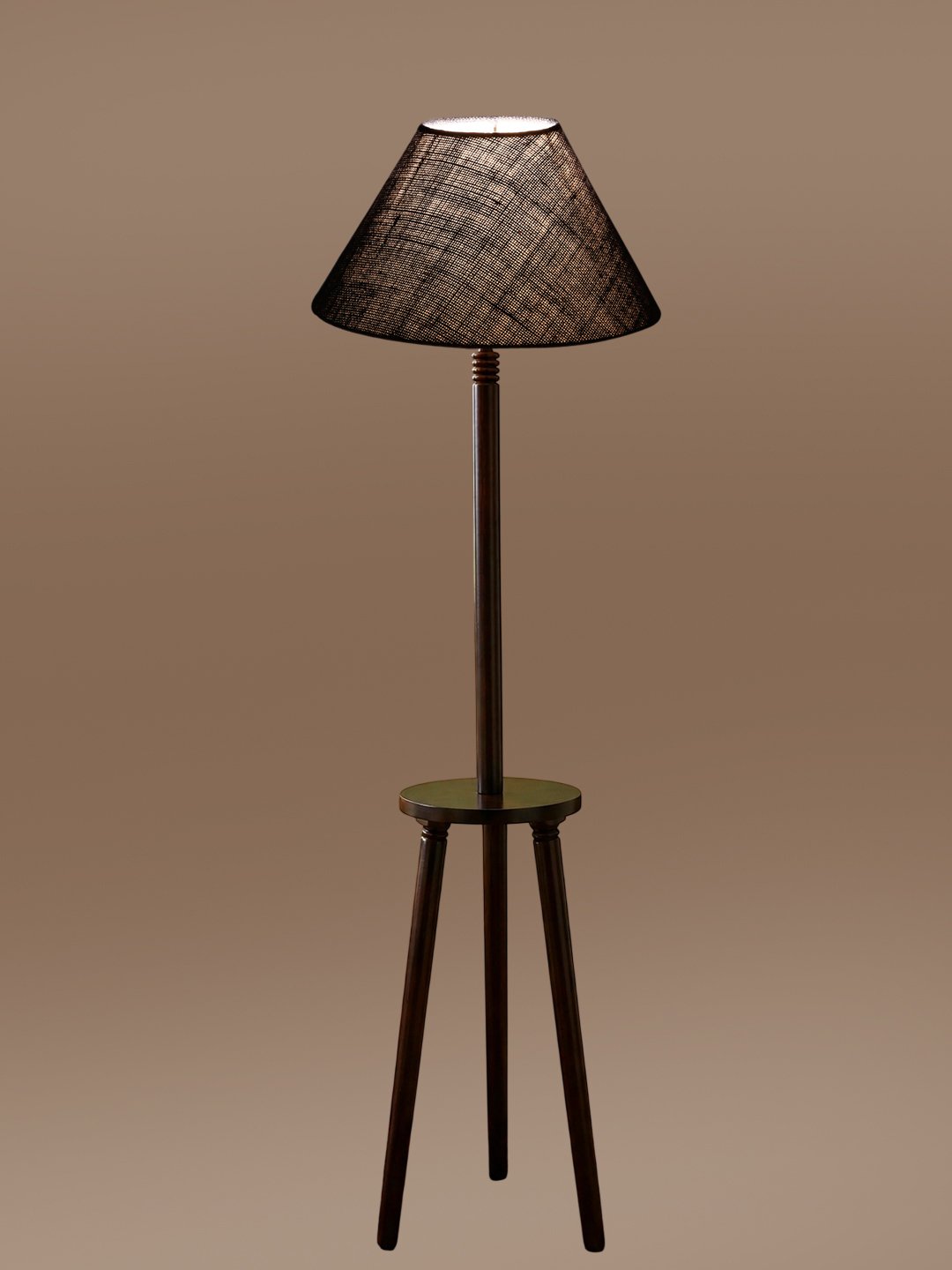 Premium Blue Jute Shade Floor Lamp with Wooden Shelf Stand for Living Room, Bedroom & Reading Corner | Modern Decorative Standing Lamp | Solid Wood Base | Elegant Home Lighting - Image 6