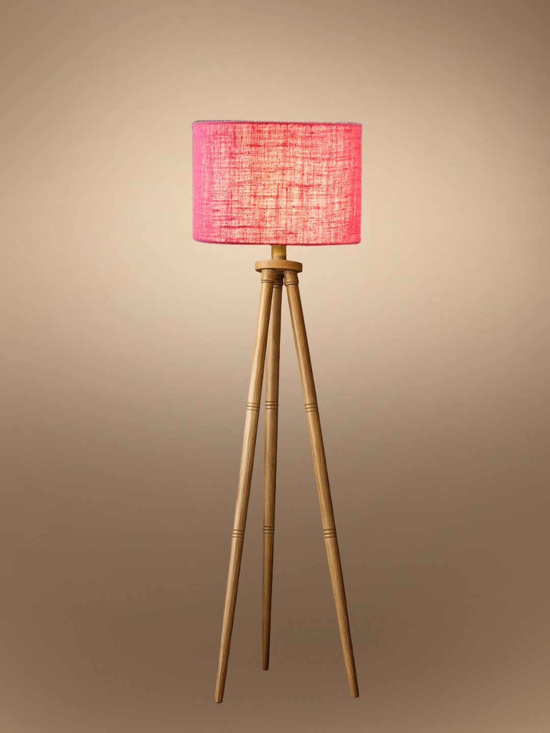 Ambika Home Designer Pink Wooden Natural Tripod Floor Light for Living Space & Hotels | E27 Holder Included Bulb - Image 6