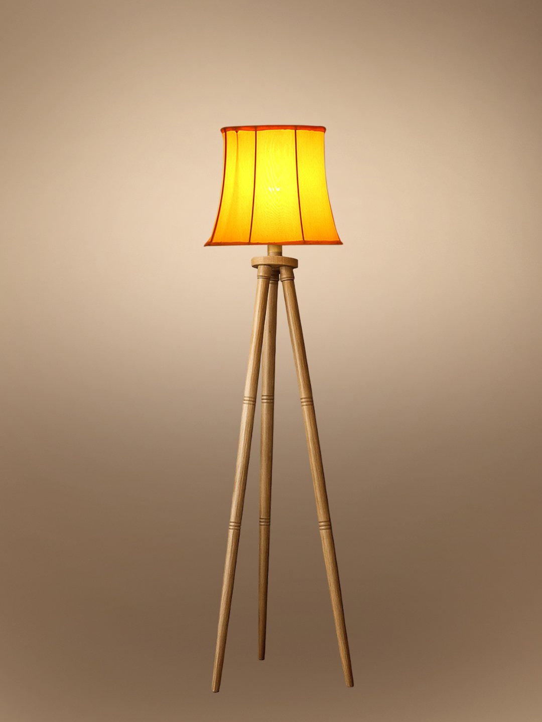 Ambika Home Designer Yellow Wooden Natural Tripod Floor Light for Living Space & Hotels | E27 Holder Included Bulb - Image 6