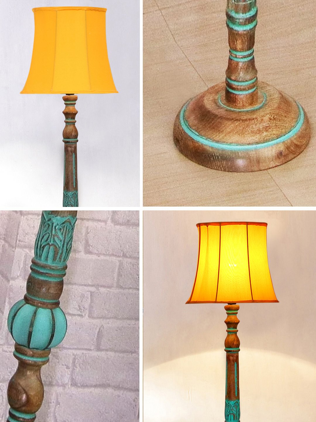 Ambika Home YELLOW Shade Wooden Floor Lamp for Living Room, Bedroom & Hallway | Modern Wood Standing Lamp | B22 Holder | Hotel & Guest Room Decor - Image 6