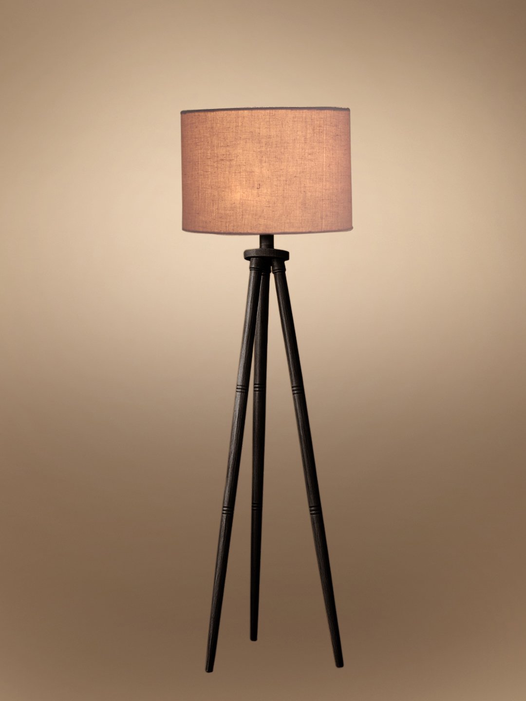 Ambika Home Grey Shade Wooden Tripod Floor Lamp for Living Room, Bedroom & Hotel Decor | E27 Holder Included Bulb - Image 6