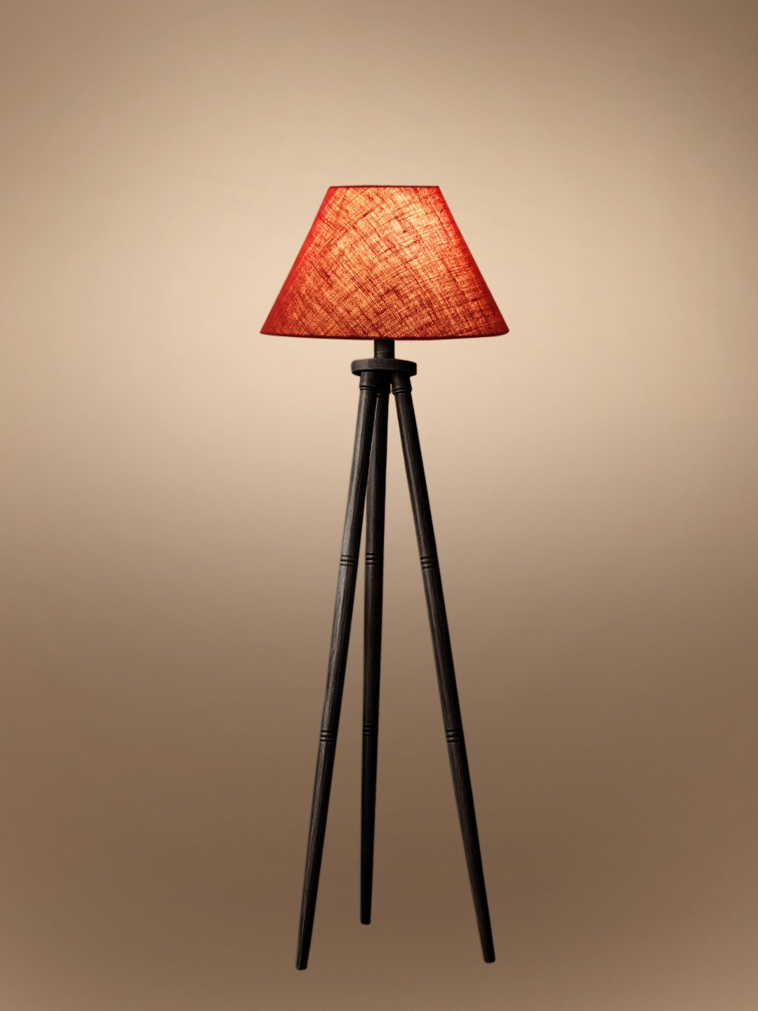 Ambika Home Maroon Shade Wooden Tripod Floor Lamp for Living Room, Bedroom & Hotel Decor | E27 Holder Included Bulb - Image 6