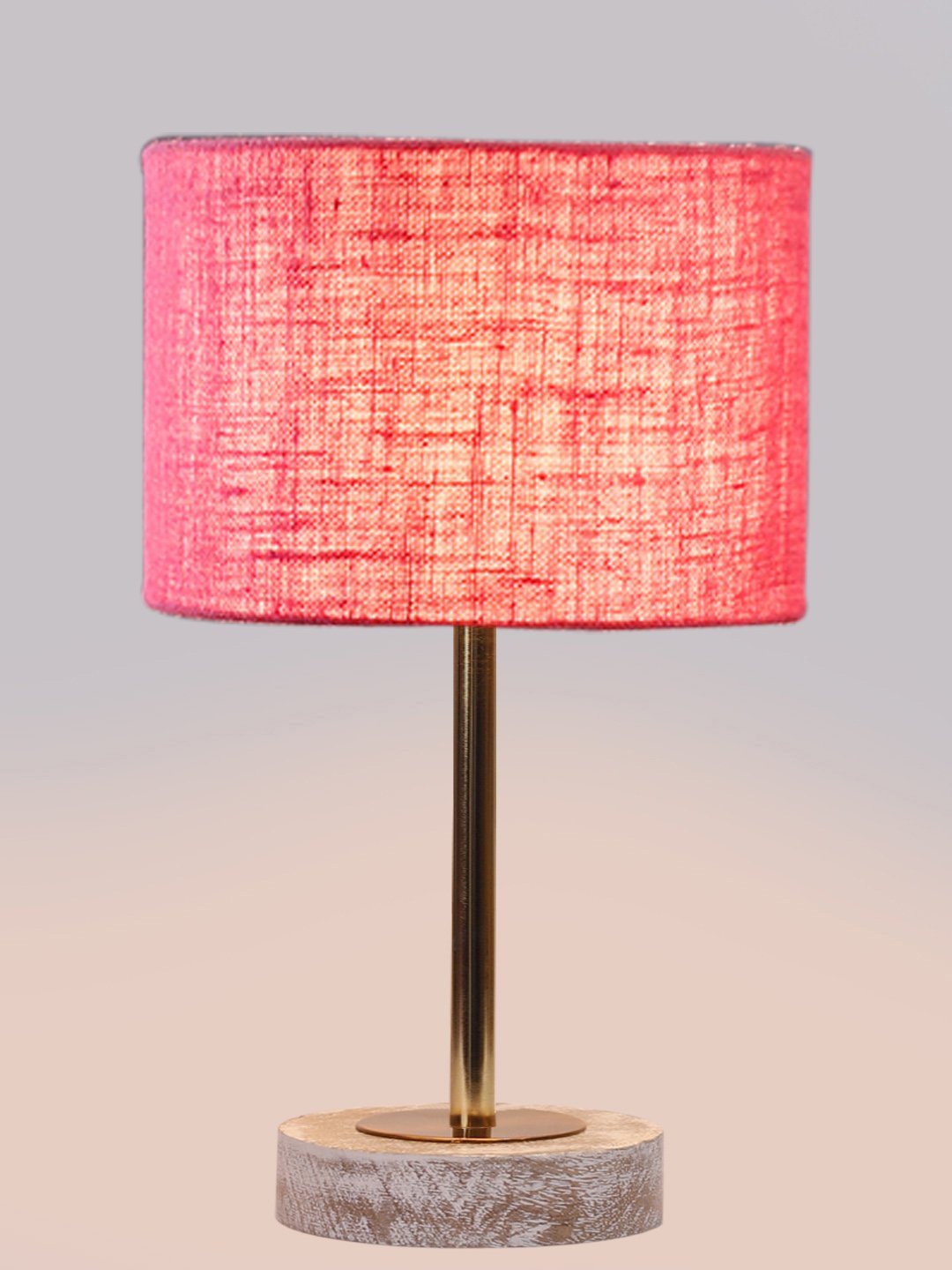 Ambika Home Luxury Premium Devansh Pink Jute table lamp with White Brushed Wood Base & Steel Pipe (7X17 inches)-11 Lamp with Pink Shade for Living Room, Bedroom & Hallway - Image 6