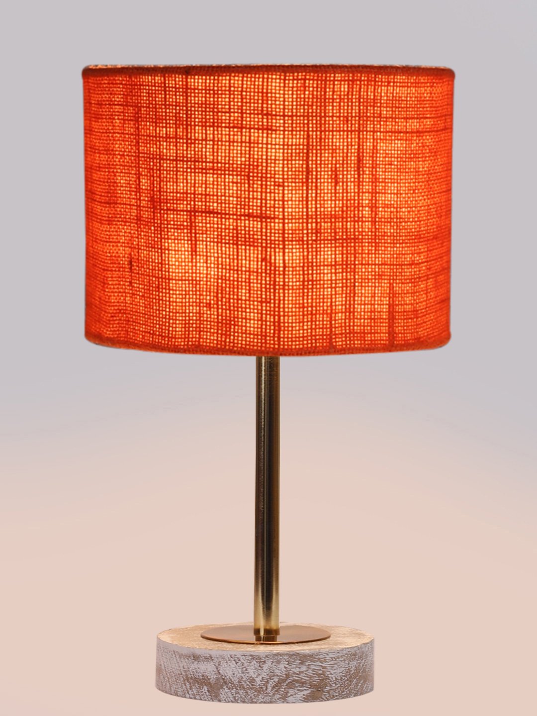 Ambika Home Luxury Premium Devansh Orange Jute table lamp with White Brushed Wood Base & Steel Pipe (7X17 inches)-17 Lamp with Orange Shade for Living Room, Bedroom & Hallway - Image 6