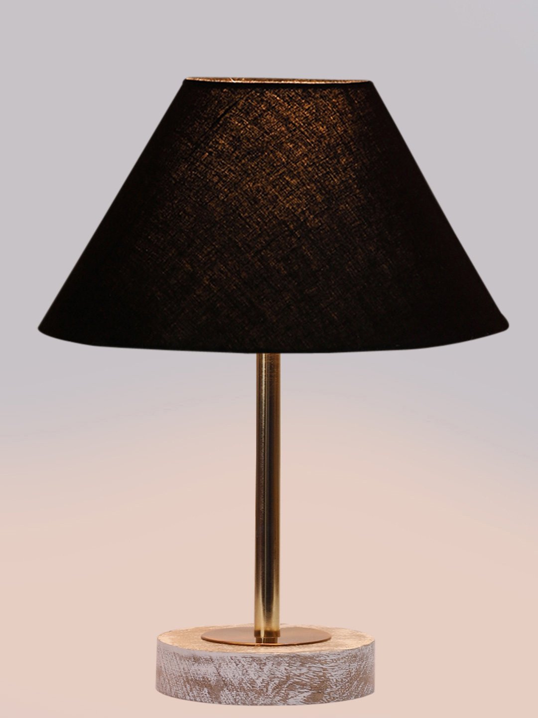 Ambika Home Luxury Premium Devansh Black cotton table lamp with White Brushed Wood Base & Steel Pipe (10X16.25 inches)-28 Lamp with Black Shade for Living Room, Bedroom & Hallway - Image 6