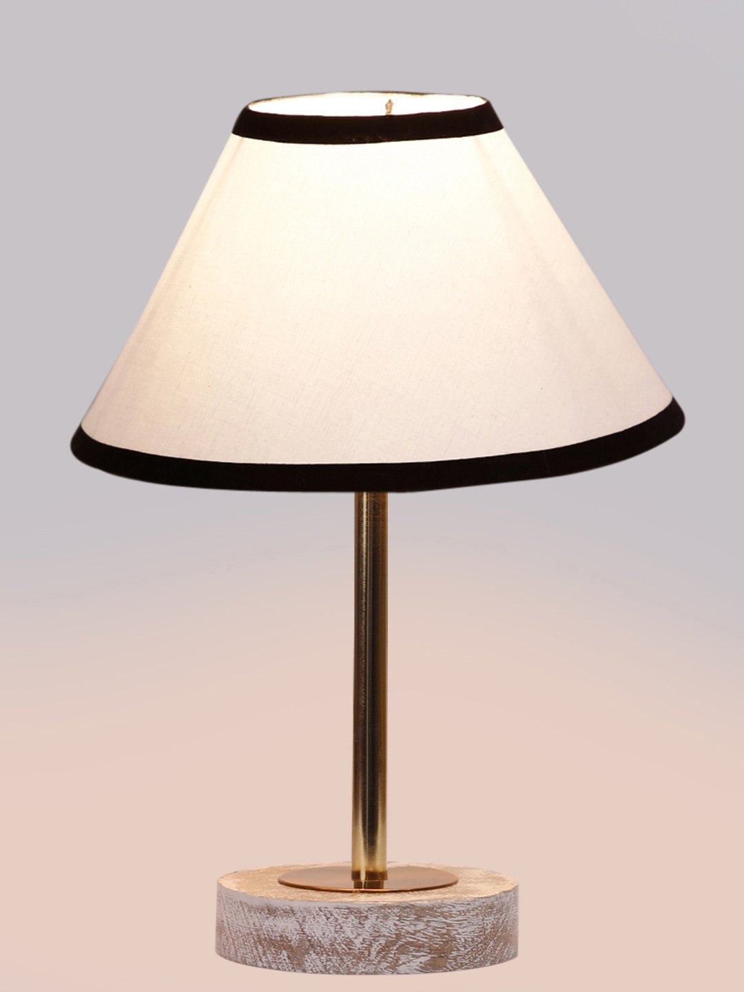 Ambika Home Luxury Premium Devansh Multicolor cotton table lamp with White Brushed Wood Base & Steel Pipe (10X16.25 inches)-33 Lamp with Multicolor Shade for Living Room, Bedroom & Hallway - Image 6