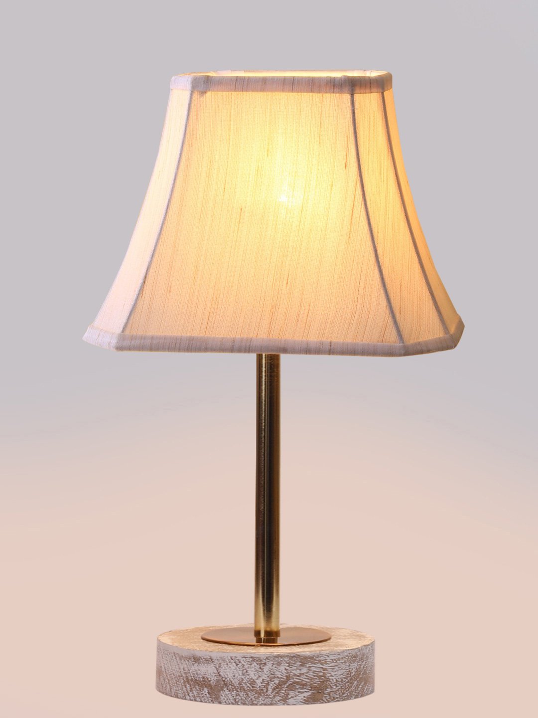 Ambika Home Luxury Premium Devansh Off-white cotton Vintage lamp with White Brushed Wood Base & Steel Pipe (12x8x19.25) Lamp with Off-white Shade for Living Room, Bedroom & Hallway - Image 6