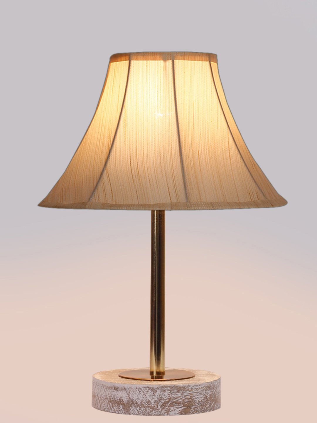 Ambika Home Luxury Premium Devansh Off-white cotton Vintage lamp with White Brushed Wood Base & Steel Pipe (12x17.75) Lamp with off-white Shade for Living Room, Bedroom & Hallway - Image 6