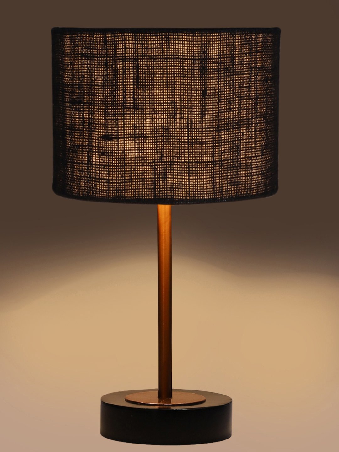 Ambika Home Luxury Premium Devansh Black Jute table lamp with Black wood base & Copper finish Metal (7X17 inches)-17 Lamp with Black Shade for Living Room, Bedroom & Hallway - Image 7