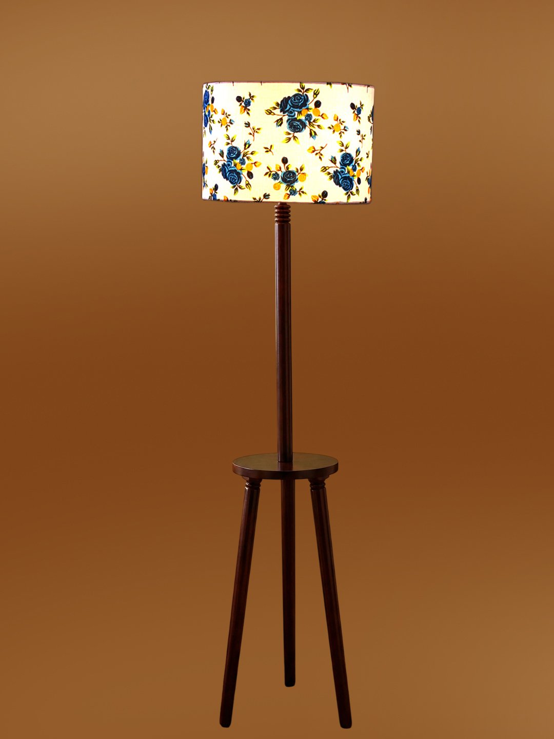 Premium Multi Cotton Shade Floor Lamp with Wooden Shelf Stand for Living Room, Bedroom & Reading Corner | Modern Decorative Standing Lamp | Solid Wood Base | Elegant Home Lighting - Image 7