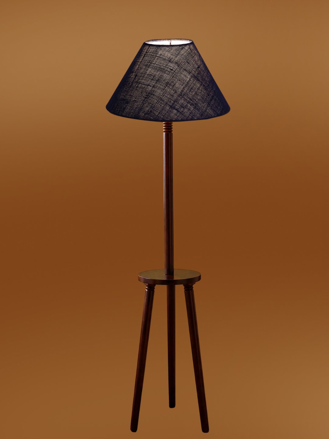 Premium Blue Jute Shade Floor Lamp with Wooden Shelf Stand for Living Room, Bedroom & Reading Corner | Modern Decorative Standing Lamp | Solid Wood Base | Elegant Home Lighting - Image 7