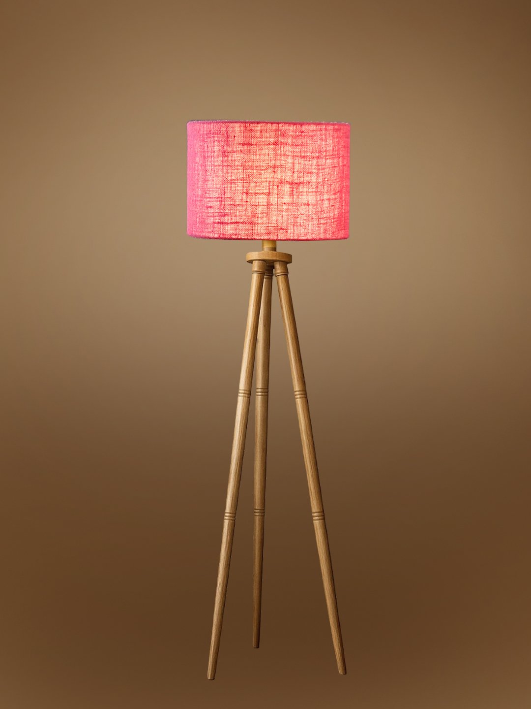 Ambika Home Designer Pink Wooden Natural Tripod Floor Light for Living Space & Hotels | E27 Holder Included Bulb