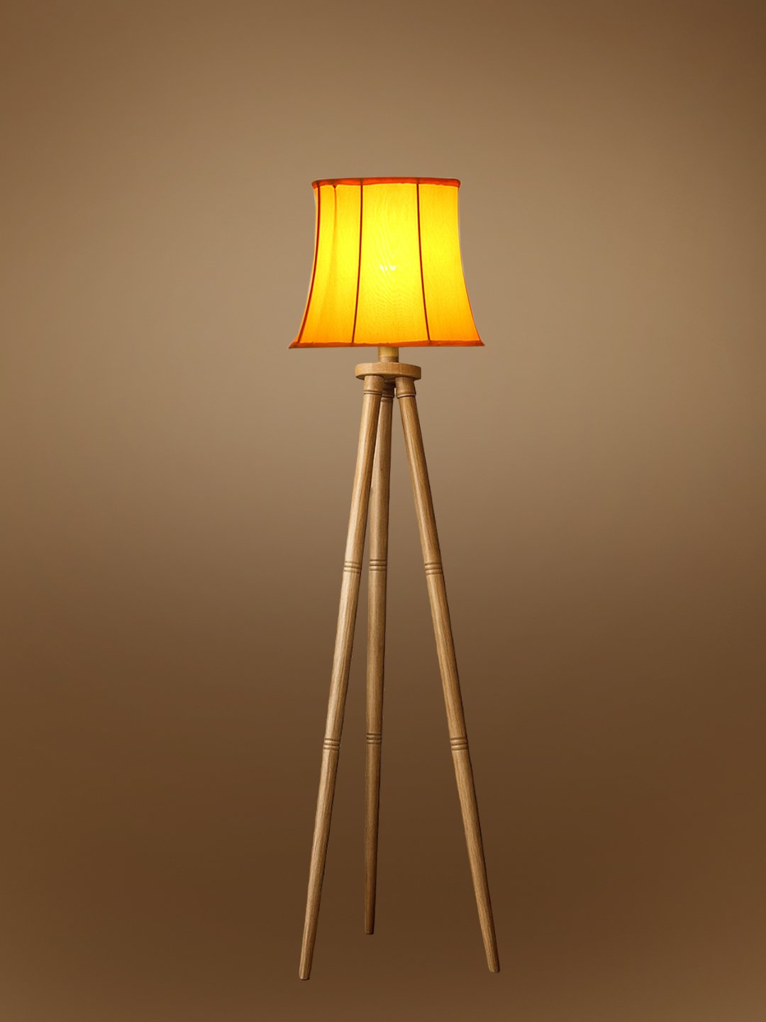Ambika Home Designer Yellow Wooden Natural Tripod Floor Light for Living Space & Hotels | E27 Holder Included Bulb - Image 7