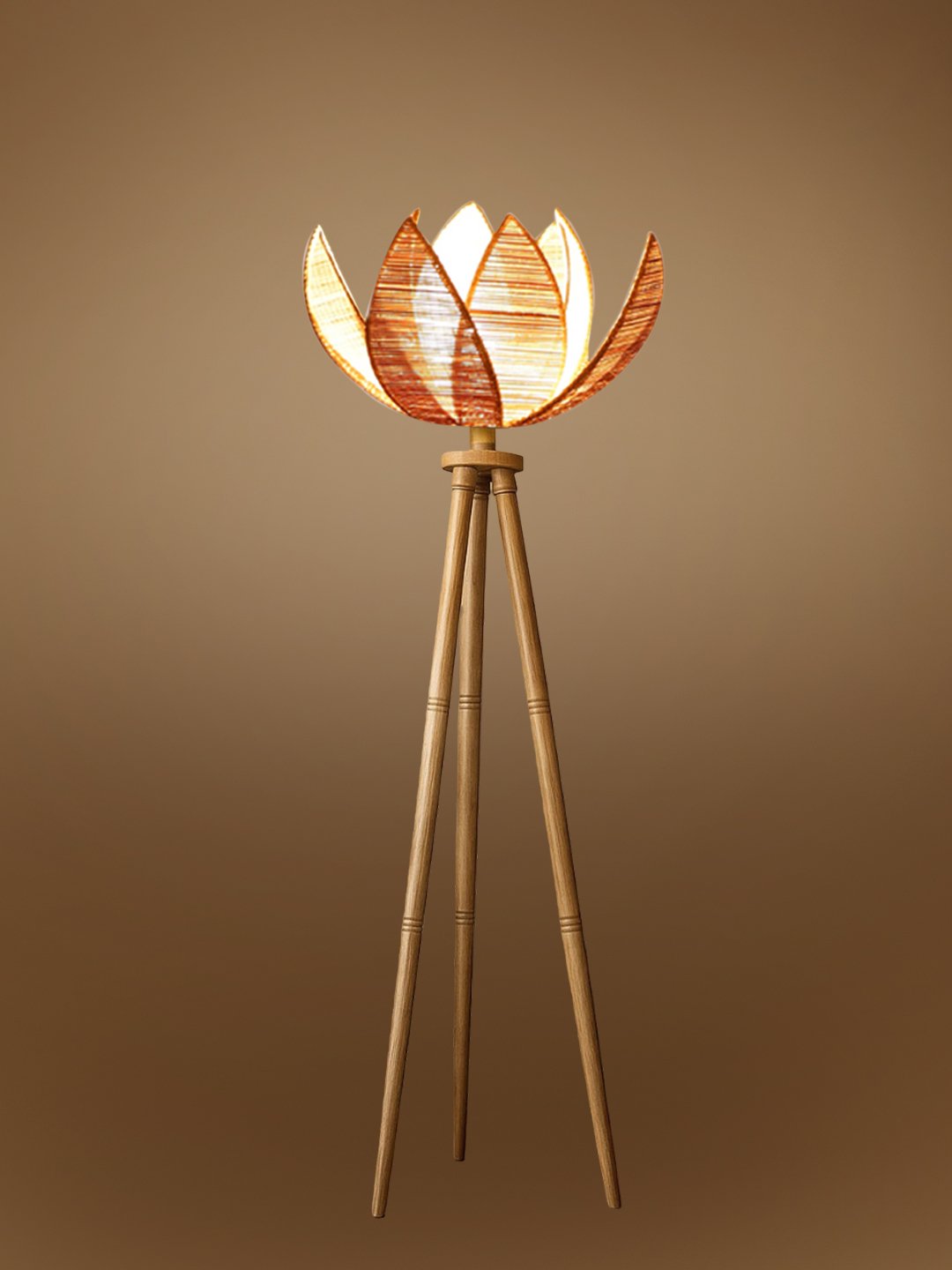 Ambika Home Designer Beige Bamboo Wooden Natural Tripod Floor Light for Living Space & Hotels | E27 Holder Included Bulb - Image 7