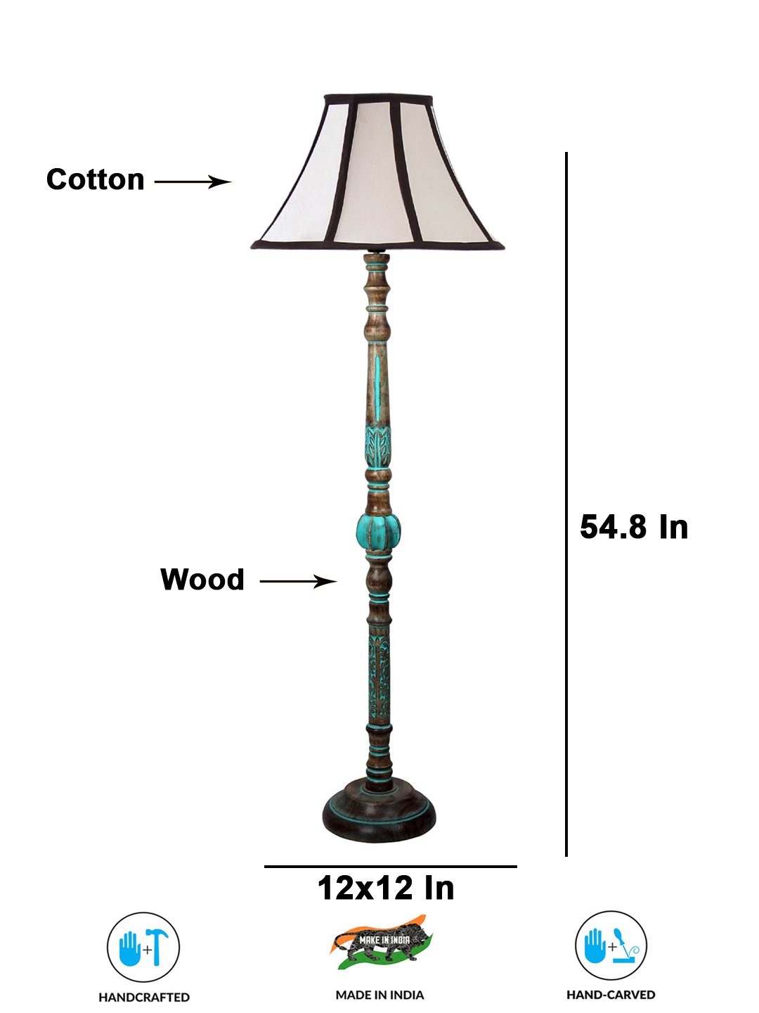 Ambika Home Multi Shade Wooden Floor Lamp for Living Room, Bedroom & Hallway | Modern Wood Standing Lamp | B22 Holder | Hotel & Guest Room Decor - Image 7