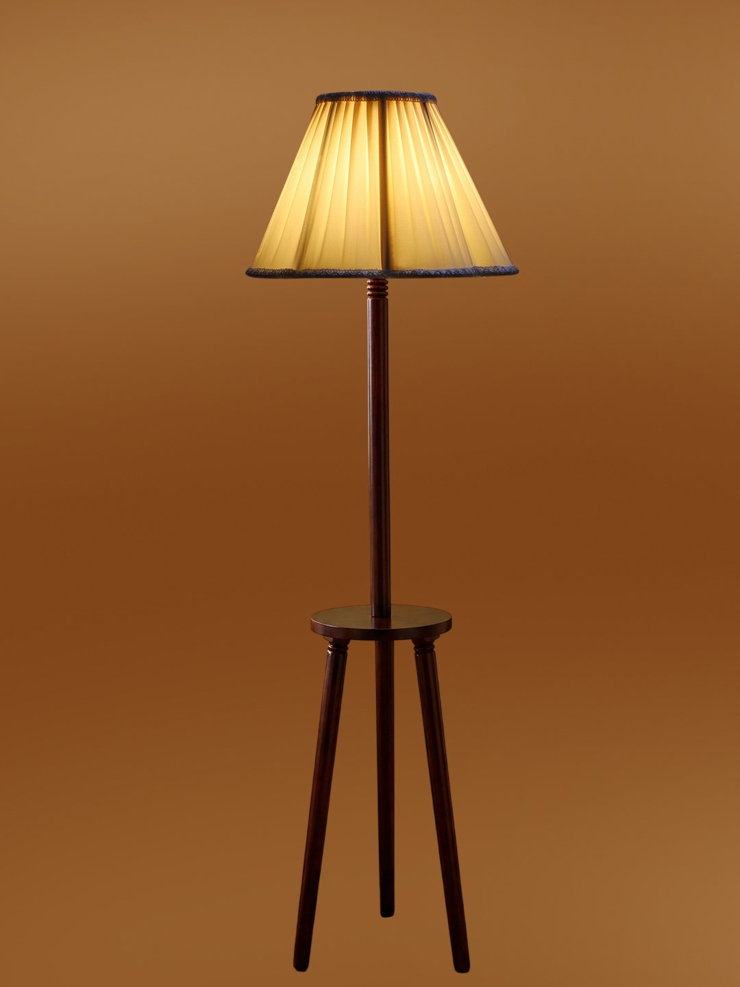 Premium Off-white Cotton Shade Floor Lamp with Wooden Shelf Stand for Living Room, Bedroom & Reading Corner | Modern Decorative Standing Lamp | Solid Wood Base | Elegant Home Lighting - Image 7