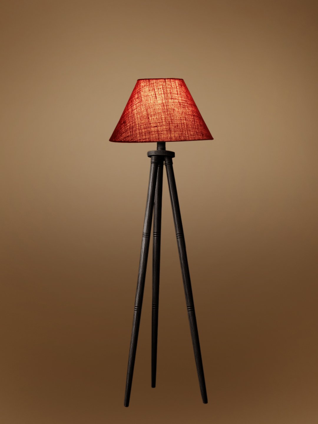 Ambika Home Maroon Shade Wooden Tripod Floor Lamp for Living Room, Bedroom & Hotel Decor | E27 Holder Included Bulb - Image 7