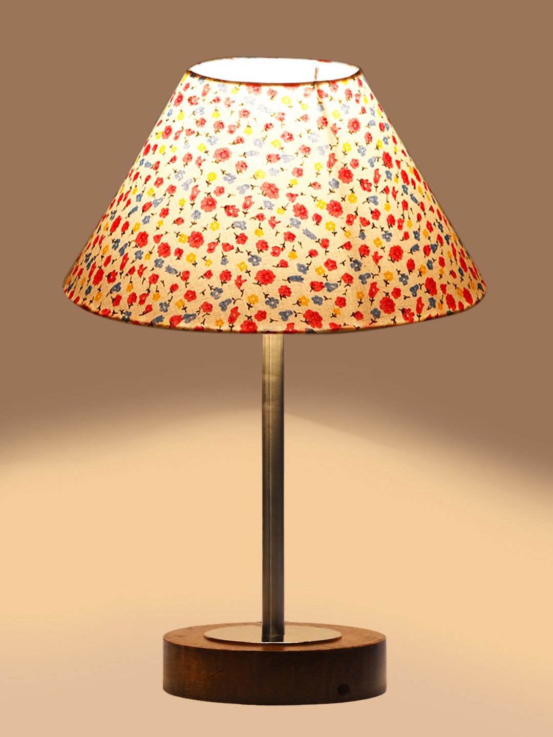 Ambika Home Luxury Premium Devansh Multicolor cotton table lamp with Brown wood Base & Steel Pipe (10X16.25 inches)-40 Lamp with Multi Shade for Living Room, Bedroom & Hallway - Image 7