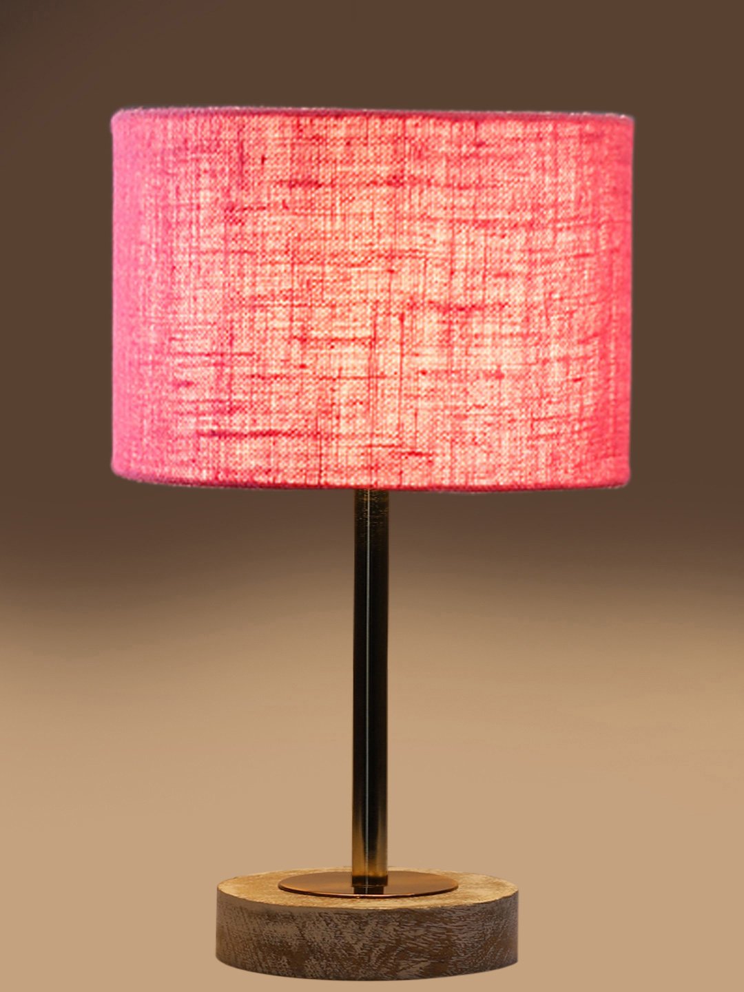 Ambika Home Luxury Premium Devansh Pink Jute table lamp with White Brushed Wood Base & Steel Pipe (7X17 inches)-11 Lamp with Pink Shade for Living Room, Bedroom & Hallway - Image 7