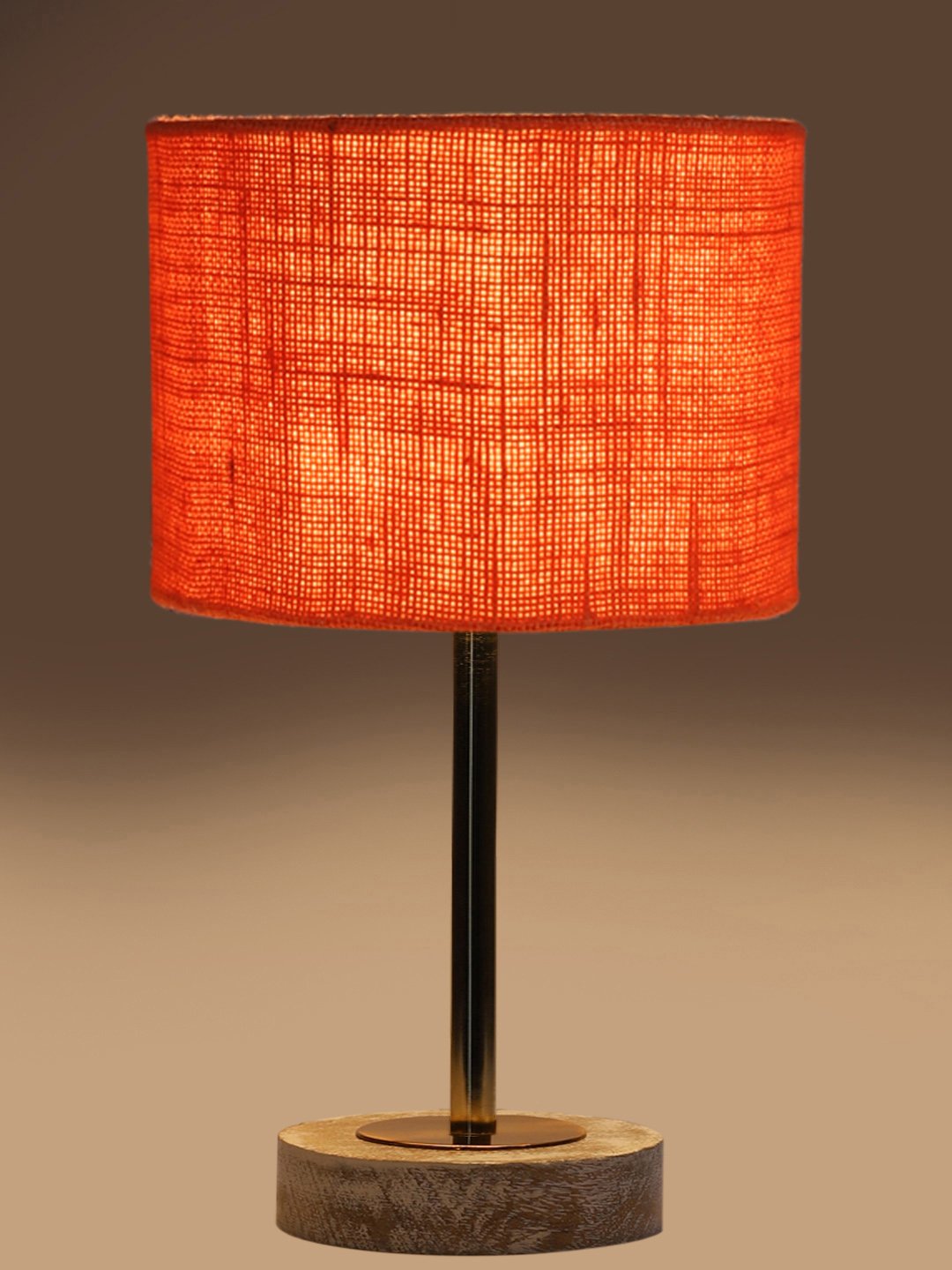 Ambika Home Luxury Premium Devansh Orange Jute table lamp with White Brushed Wood Base & Steel Pipe (7X17 inches)-17 Lamp with Orange Shade for Living Room, Bedroom & Hallway - Image 7