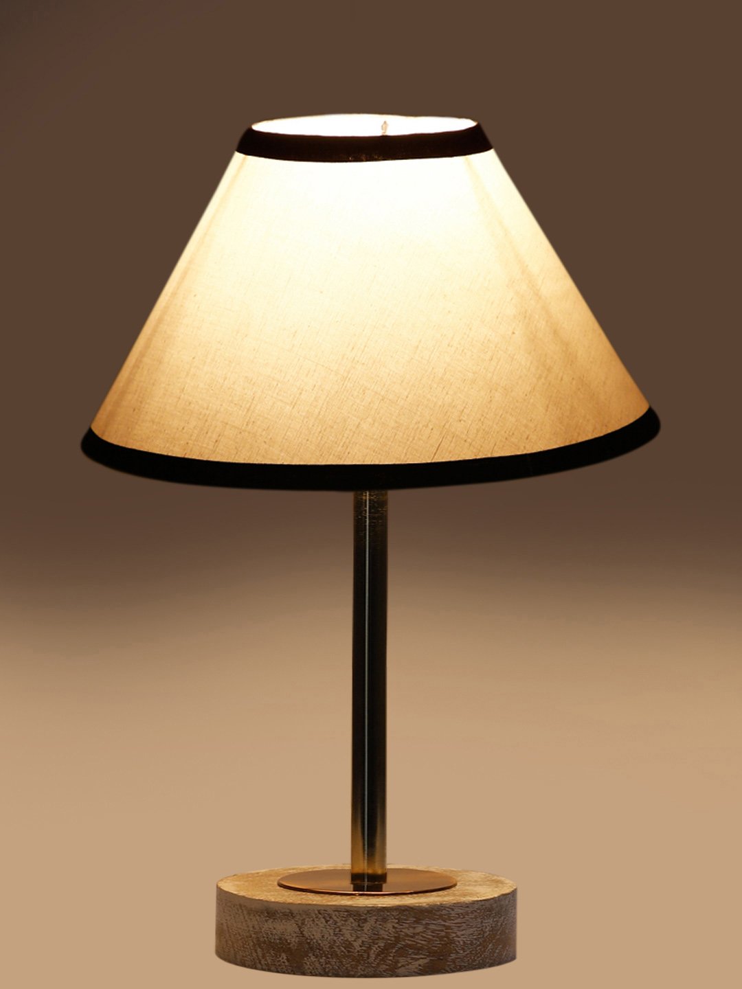 Ambika Home Luxury Premium Devansh Multicolor cotton table lamp with White Brushed Wood Base & Steel Pipe (10X16.25 inches)-33 Lamp with Multicolor Shade for Living Room, Bedroom & Hallway - Image 7