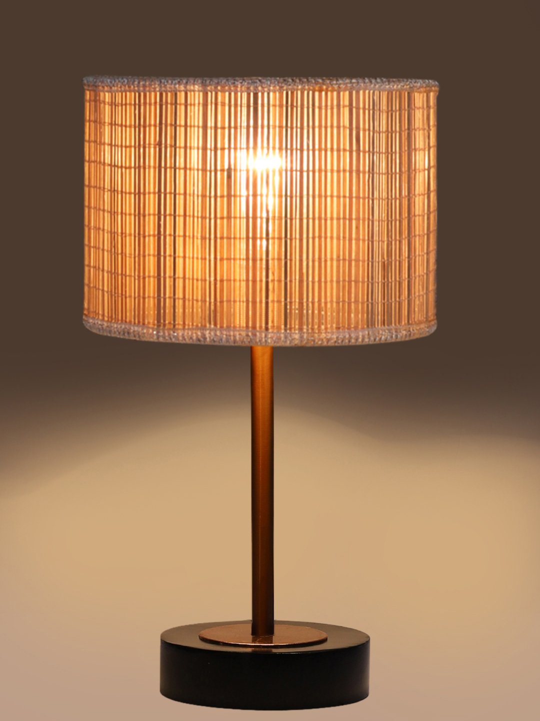 Ambika Home Luxury Premium Devansh Bamboo table lamp with Black wood base & Copper finish Metal -(7X17 inches)-1 Lamp with Beige Shade for Living Room, Bedroom & Hallway - Image 7