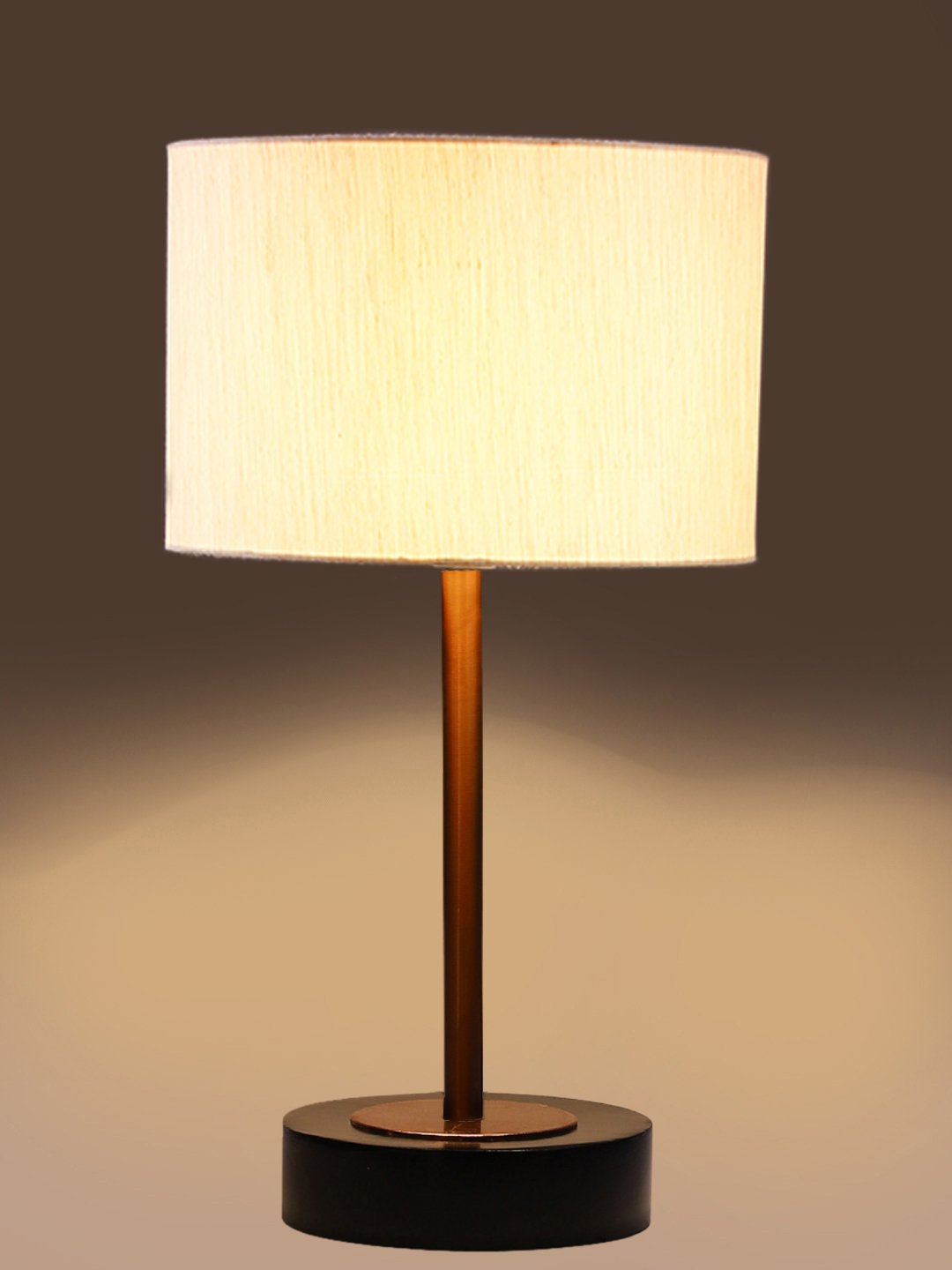 Ambika Home Luxury Premium Devansh off white cotton table lamp with Black wood base & Copper finish Metal (7X17 inches)-2 Lamp with off-white Shade for Living Room, Bedroom & Hallway - Image 7