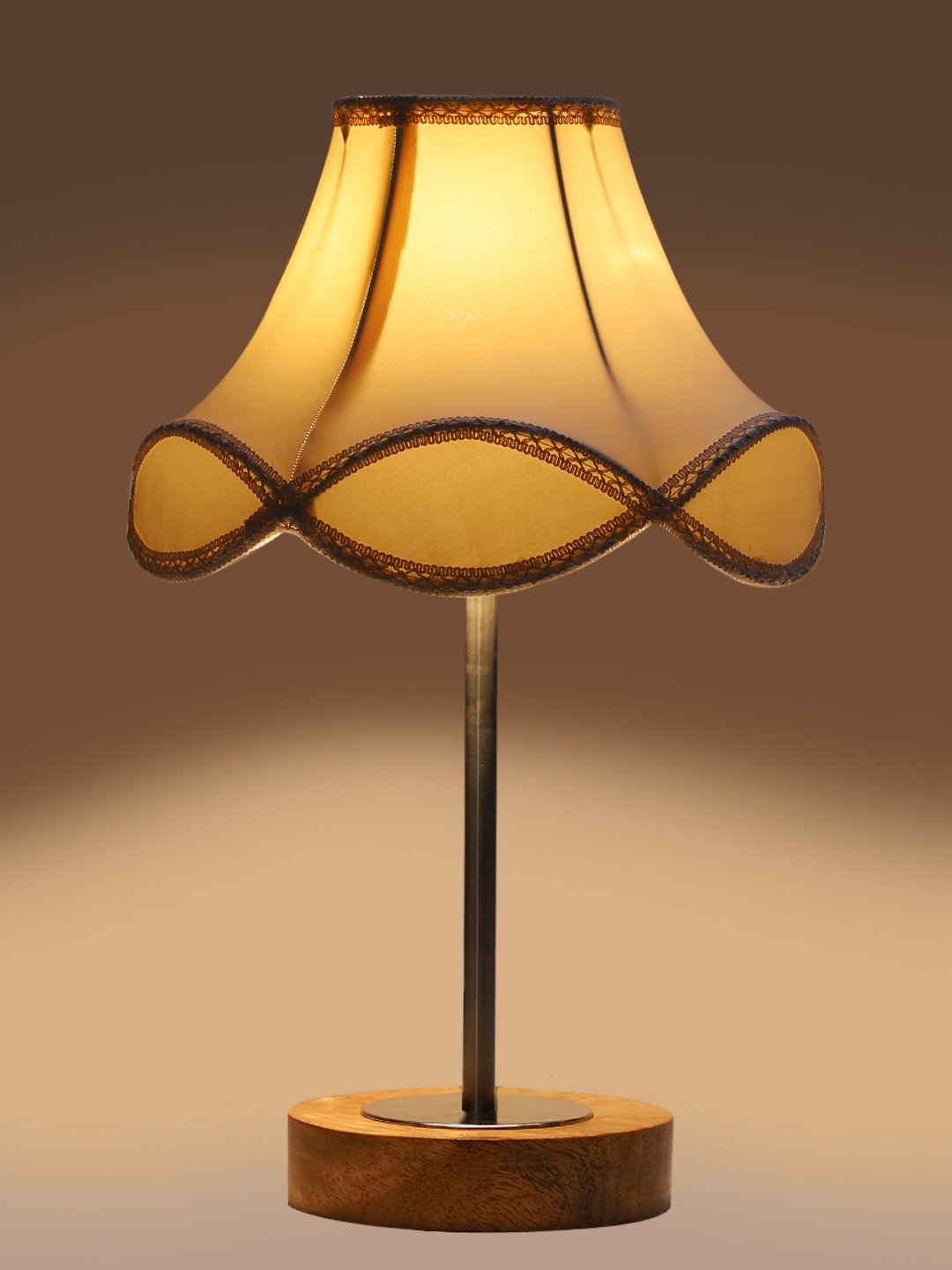 Ambika Home Luxury Premium Devansh Off-white cotton Vintage lamp with Natural Wood Base & Steel Pipe (12x19.25) Lamp with off-white Shade for Living Room, Bedroom & Hallway - Image 7