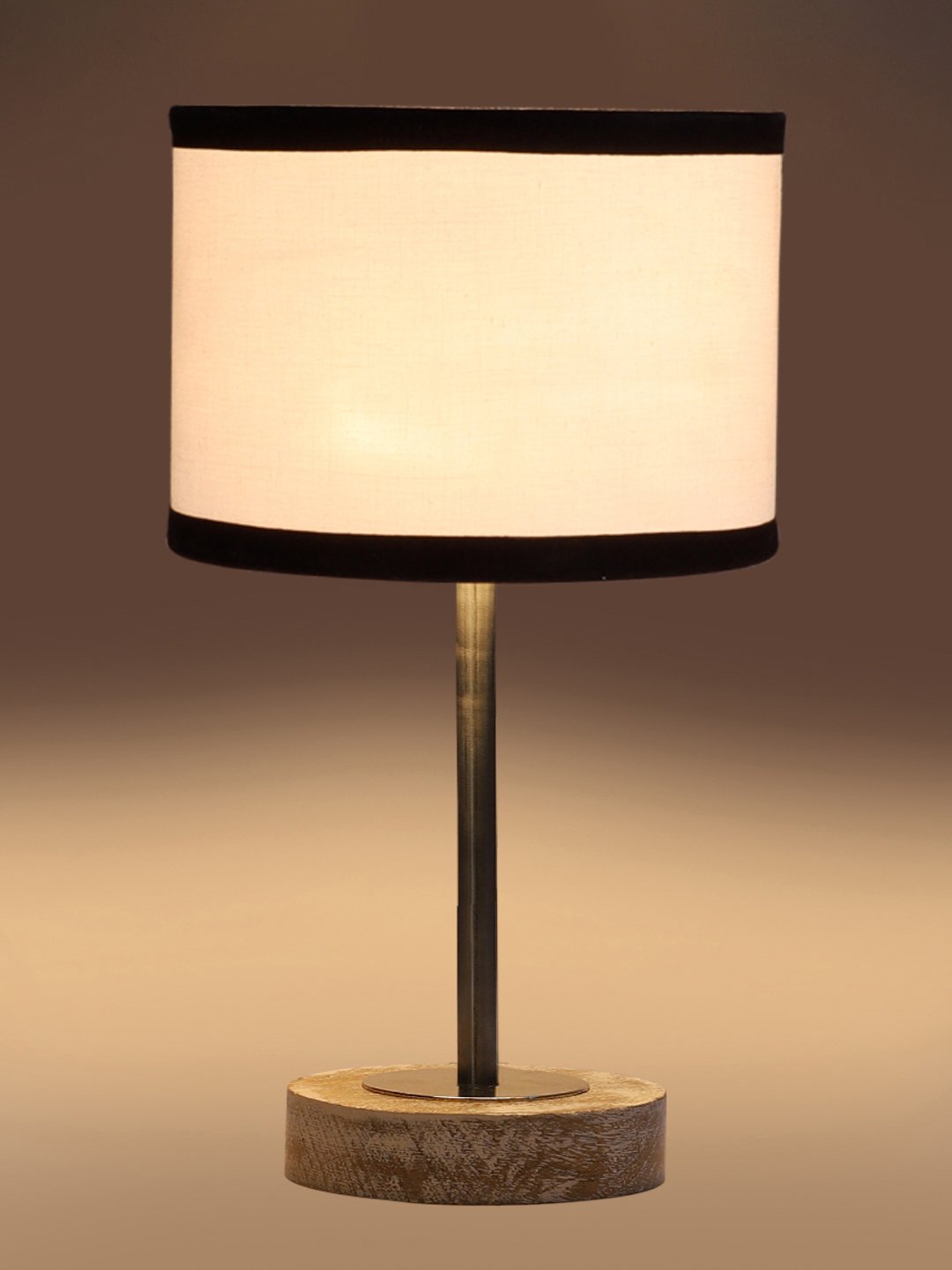 Ambika Home Luxury Premium Devansh Multicolor cotton table lamp with White Brushed Wood Base & Golden finish Metal (7X17 inches)-8 Lamp with Multicolor Shade for Living Room, Bedroom & Hallway - Image 7