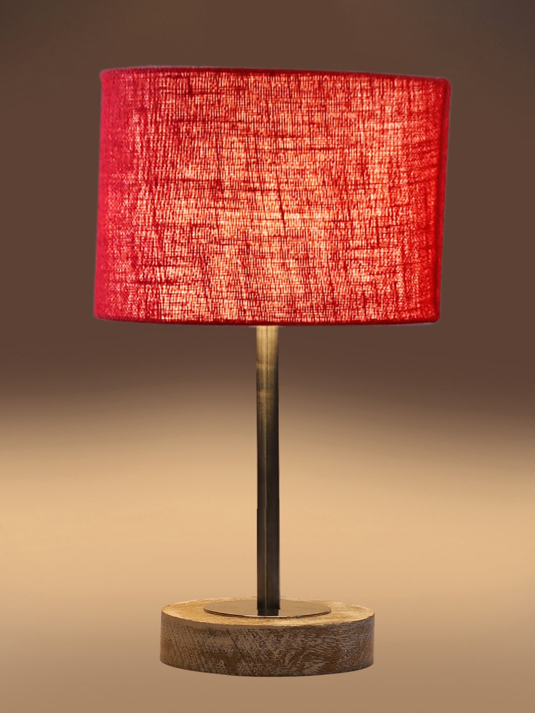 Ambika Home Luxury Premium Devansh Maroon Jute table lamp with g White Brushed Wood Base & Golden finish Metal -(7X17 inches)-12 Lamp with Maroon Shade for Living Room, Bedroom & Hallway - Image 7