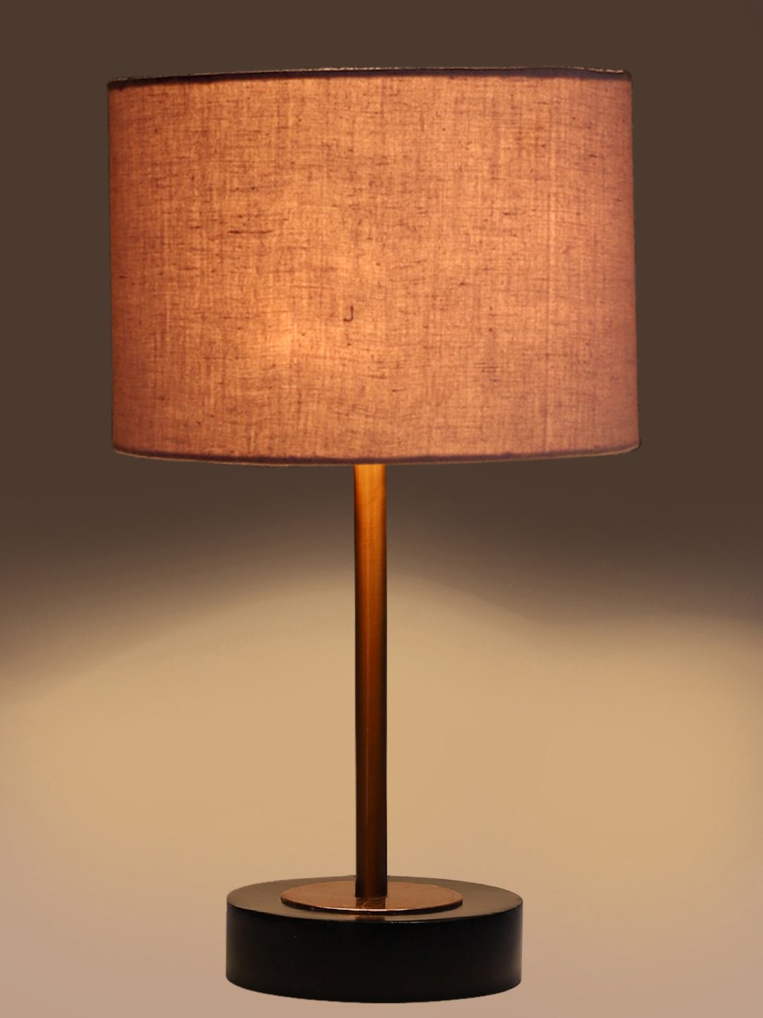 Ambika Home Luxury Premium Devansh Grey cotton table lamp with Black wood base & Copper finish Metal (7X17 inches)-7 Lamp with Grey Shade for Living Room, Bedroom & Hallway - Image 7