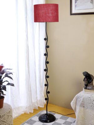 Ambika Home Aurora Estate Blue Shade Premium Iron Floor Lamp with Iron Base & Powder Coated Finish | E27 Holder Included Bulb