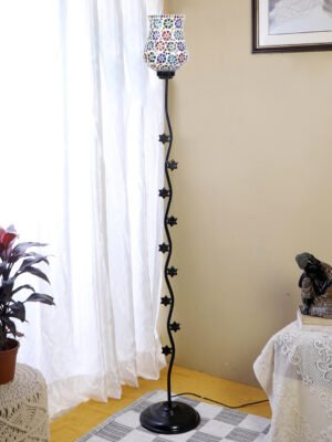 Ambika Home Celestial Manor Multi Shade Premium Iron Floor Lamp with Iron Base & Powder Coated Finish | E27 Holder Included Bulb