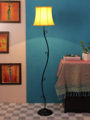 Ambika Home Urban Luxe Series 161 â€“ Yellow Premium Powder Coated Iron Floor Lamp for Luxury Living Rooms | E27 Holder Included Bulb