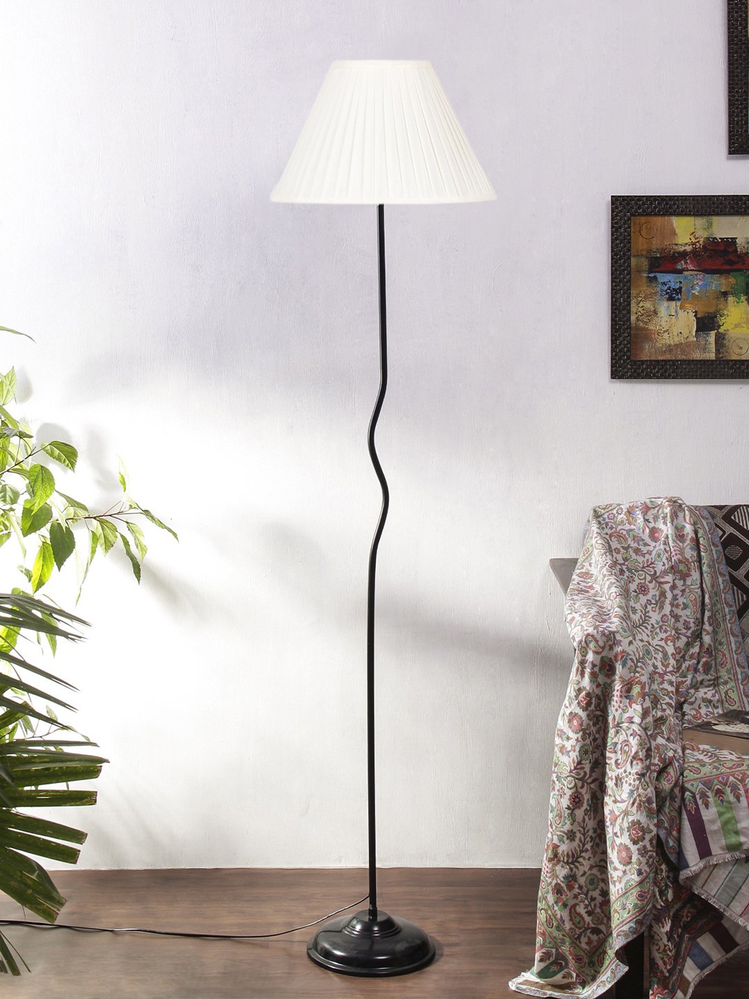 Ambika Home Ambience Pro Series 31 – off-white Premium Powder Coated Iron Floor Lamp for Luxury Living Rooms | E27 Holder Included Bulb
