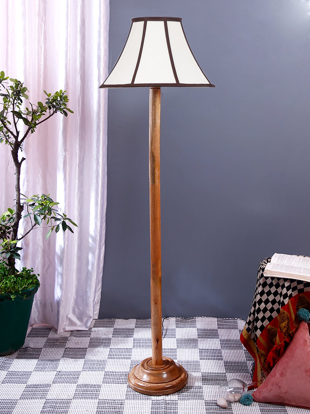 Ambika Home Multi Shade Wooden Floor Lamp for Living Room, Bedroom & Hallway | Premium Wood Standing Lamp | E27 Holder Included Bulb - Image 3