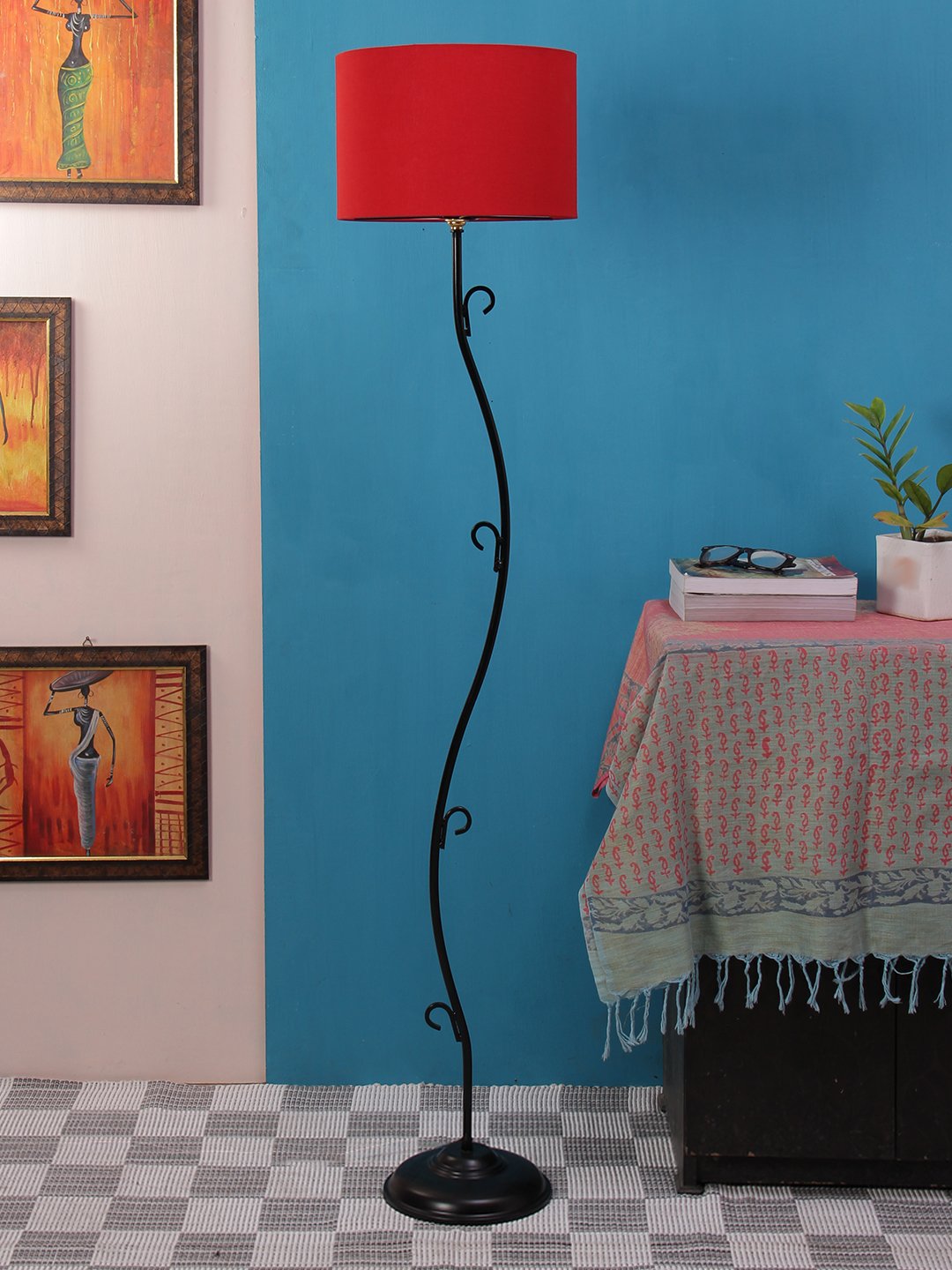 Ambika Home Signature One Series 130 – Red Premium Powder Coated Iron Floor Lamp for Luxury Living Rooms | E27 Holder Included Bulb - Image 2