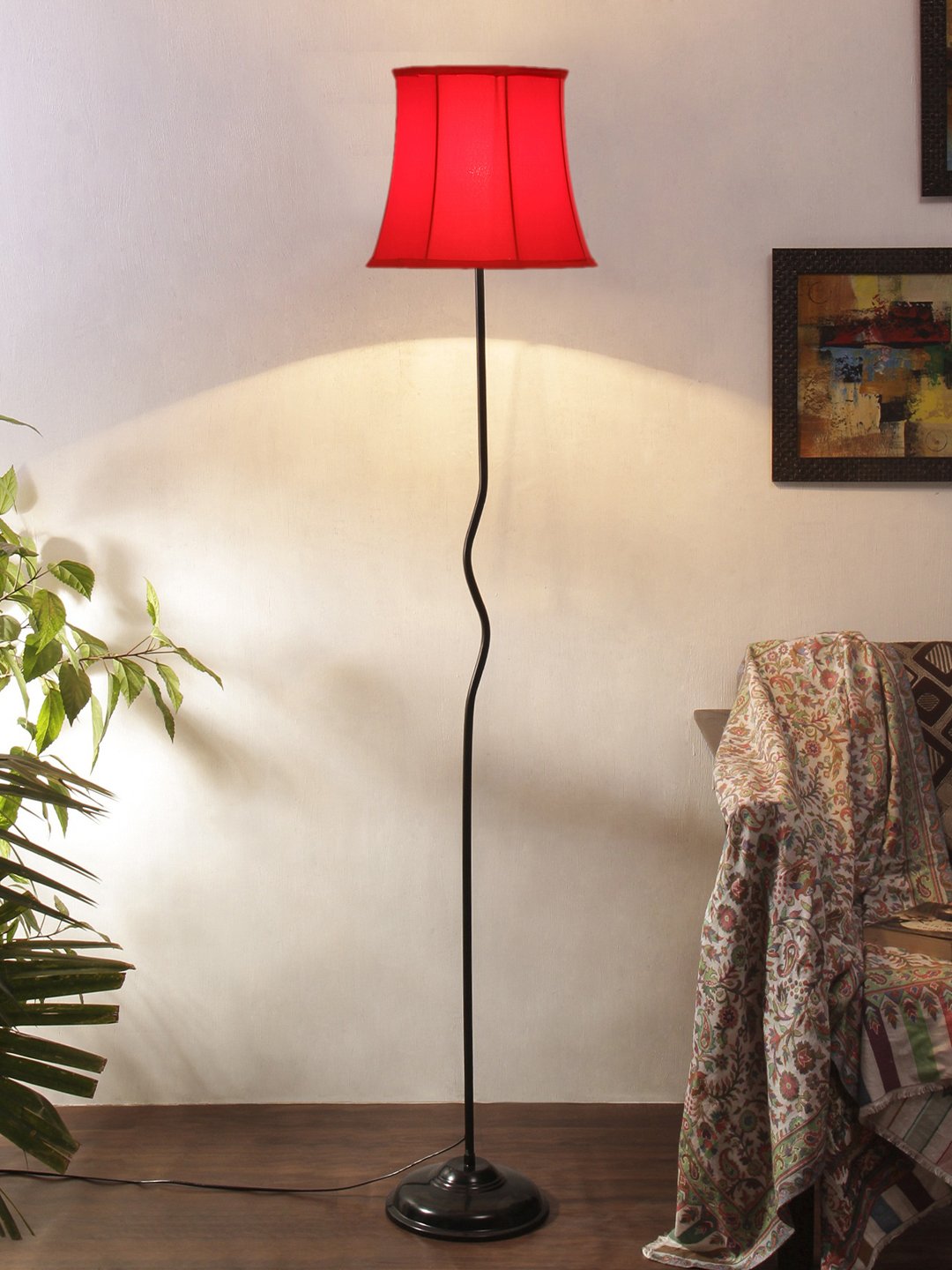 Ambika Home Celeste Series 5 – Red Premium Powder Coated Iron Floor Lamp for Luxury Living Rooms | E27 Holder Included Bulb - Image 2