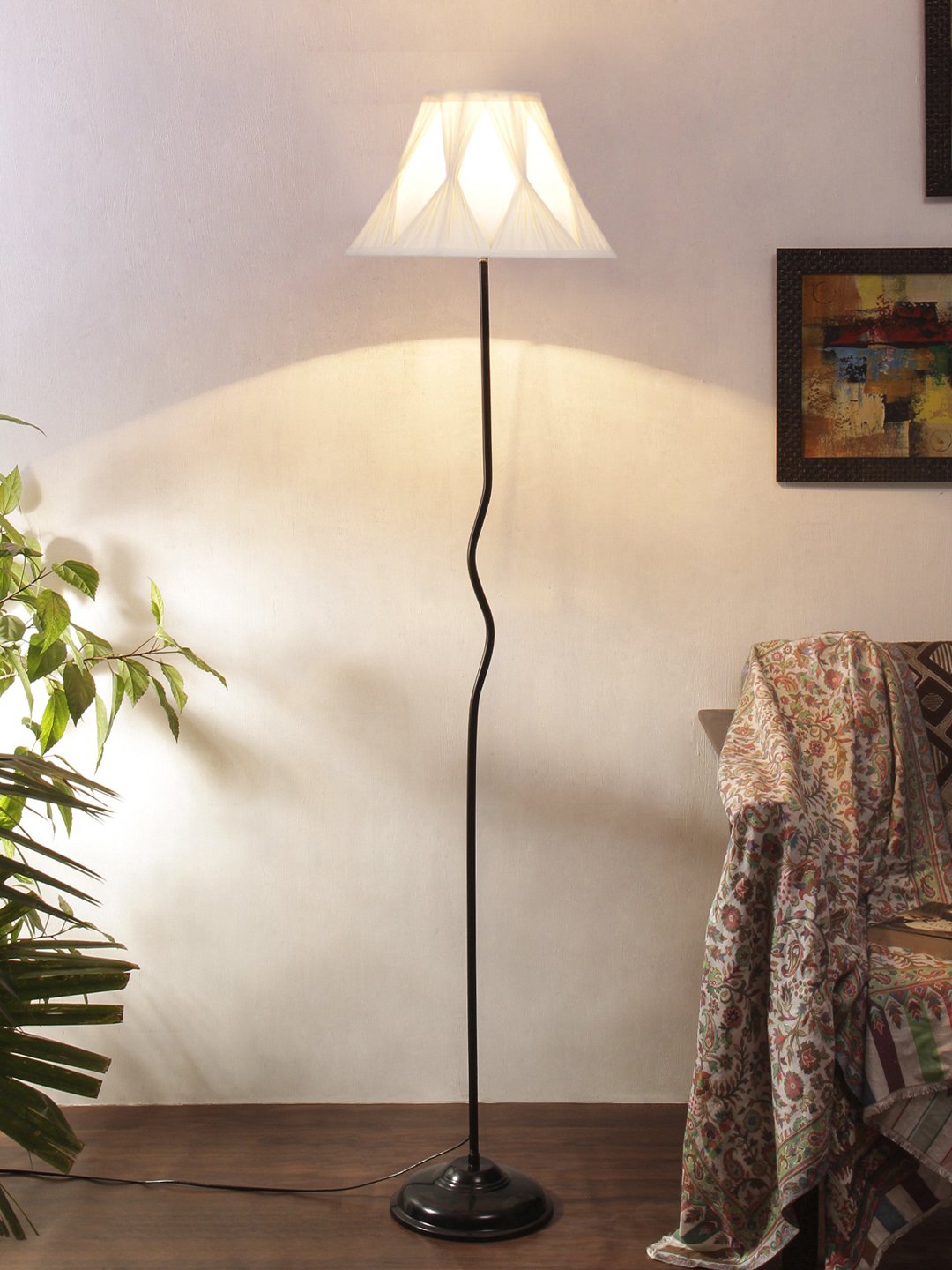 Ambika Home Estate Series 32 – off-white Premium Powder Coated Iron Floor Lamp for Luxury Living Rooms | E27 Holder Included Bulb - Image 2